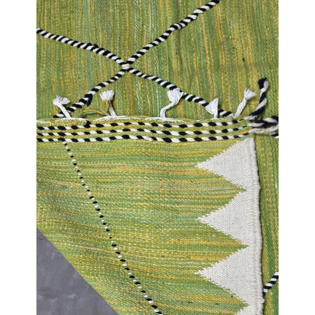 Moroccan Lemon Green Kilim Rug - 10.1 X 6.4 Ft For Sale In Cleveland - Image 6 of 7