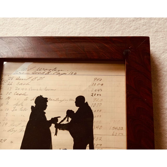 1980s 1980s Cecil Cox Hand-Cut Scissor Silhouette on Early 1900s Sc Ledger in Faux-Grained Frame For Sale - Image 5 of 12