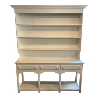 Large White Chalk Paint Hutch With Drawers. For Sale