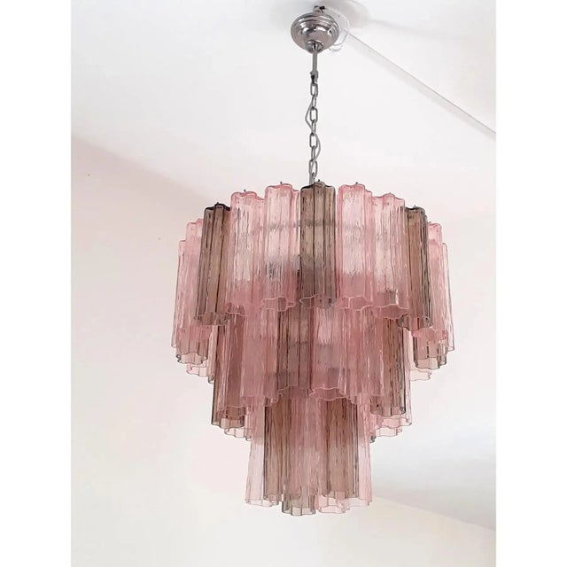 Fume and Pink Tronchi Murano Glass Chandelier by Simoeng for Simoeng, in Exhibition Piece conditions. Designed from 2000...