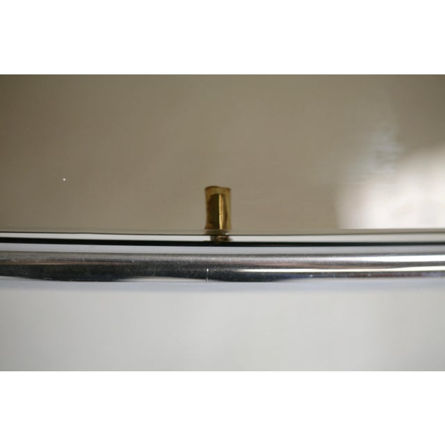 Table in Chromed Metal with Curved Smoked Glass Slab Top, France, 1970s For Sale - Image 4 of 18