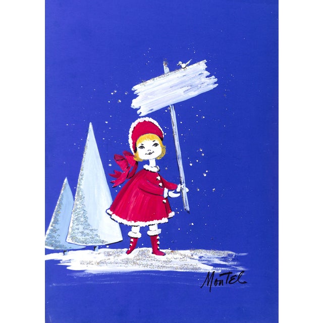 1950s Lanvin of Paris Original Advertising Watercolor Christmas Artwork For Sale
