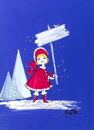 1950s Lanvin of Paris Original Advertising Watercolor Christmas Artwork