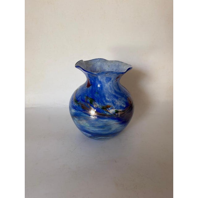 Glass Italian Blue Glass Vase, Italy, 1970s For Sale - Image 7 of 12
