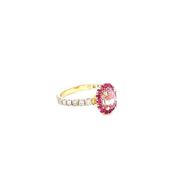 1.86 Carat Pink Sapphire Diamond 14 Karat Yellow Gold Engagement Ring, Size 5.5 For Sale In Los Angeles - Image 6 of 9