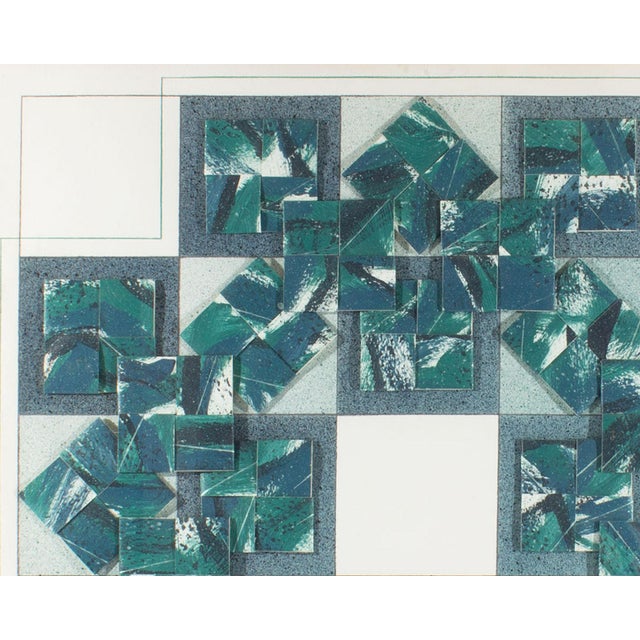 Green 1987 Painting and Folded Paper Collage by Steve Redman For Sale - Image 8 of 9