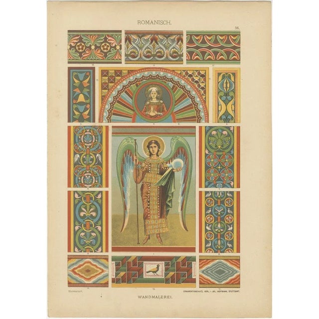 Romanesque Manuscript and Mural Art from Ornamentenschatz, 1887, Paper, Set of 2 For Sale - Image 3 of 9