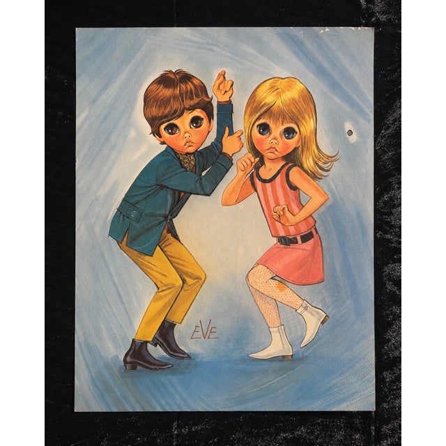 Original vintage "Big Eye" lithograph prints by artist EVE, purchased new by my family in 1969. The artist is "Eve". Her...