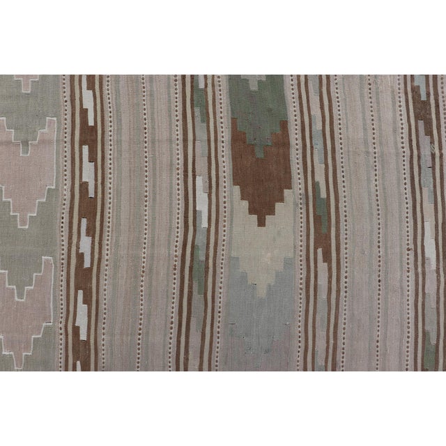 Textile Vintage Turkish Kilim Rug With Geometric Patterns and Soft Pastel Hues 7'6"x11'3" For Sale - Image 7 of 11