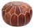 Moroccan Embroidered Leather Pouf For Sale