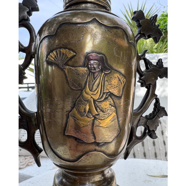 Metal Meiji Shibuichi Vases, Set of 2 For Sale - Image 7 of 18