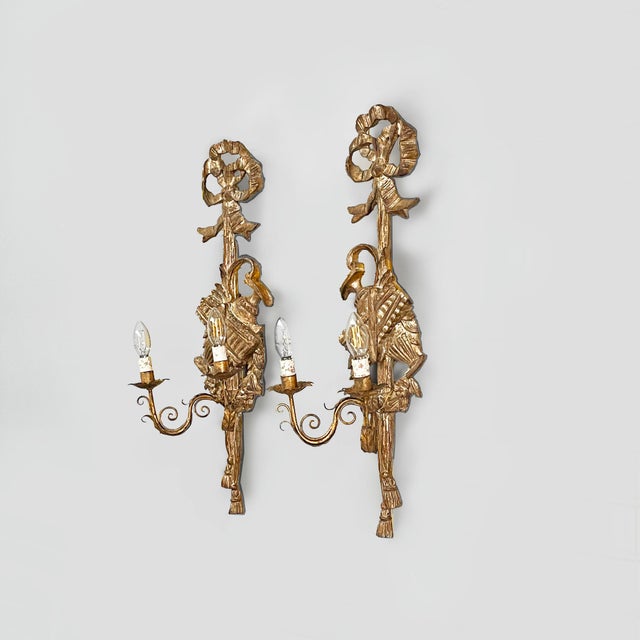 French Louis XVI Wall Lamps in Gilded Wood, 1800s, Set of 2 For Sale - Image 12 of 12