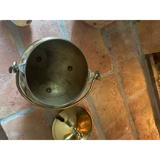 Metal Antique Brass Ember Pot With Fire-Lighting Wand (Late 19th–Early 20th Century) For Sale - Image 7 of 9