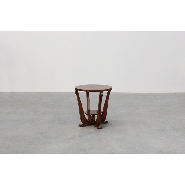 Art Deco Oak Side Table with Sculptural Base and Geometric Top, 1920 For Sale - Image 10 of 11