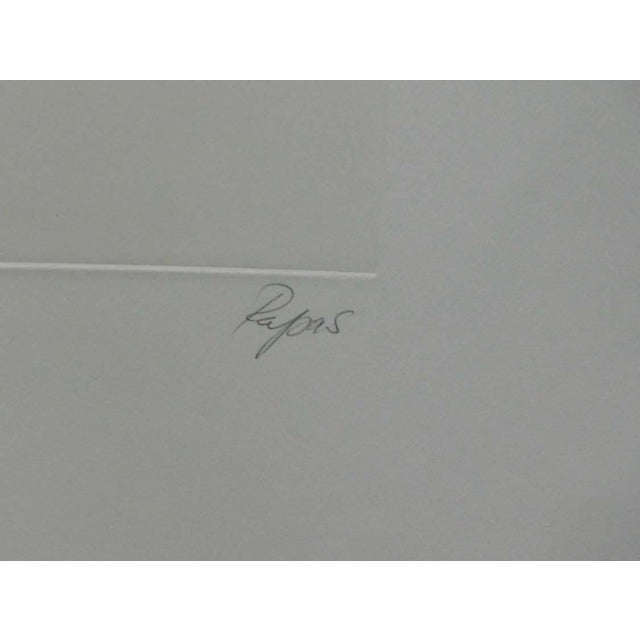 Paper William Papas "Airport Telephones" Signed Numbered Hand Colored Etching #54/100 For Sale - Image 7 of 7