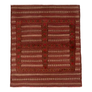Antique Geometric Red and Brown Wool Kilim Rug