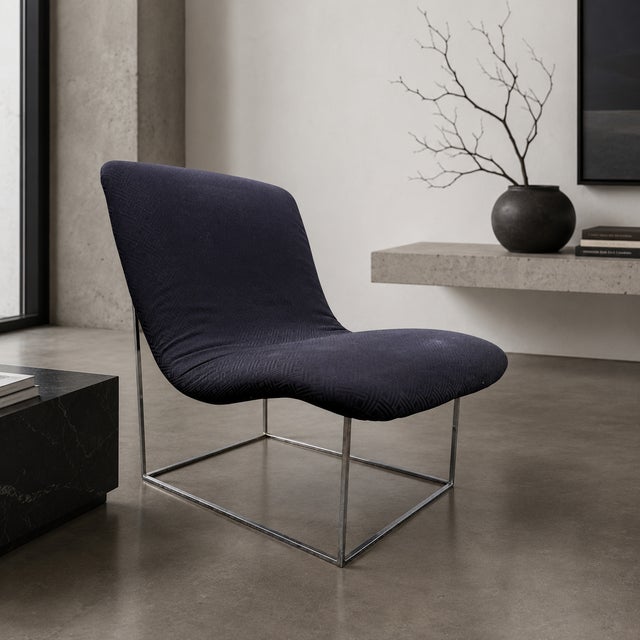1970s Milo Baughman Style Mid-Century Modern Chrome Scoop Lounge Chair For Sale - Image 11 of 11