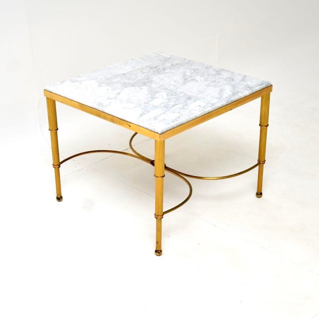 1950s Vintage French Brass and Marble Coffee Table, 1950 For Sale - Image 5 of 10