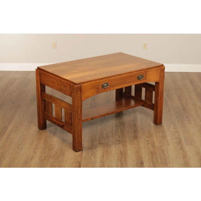 High Quality American Made Solid Oak Library Table with Single Dovetailed Drawer, Most Likely by Wolverine Manufacturing,...
