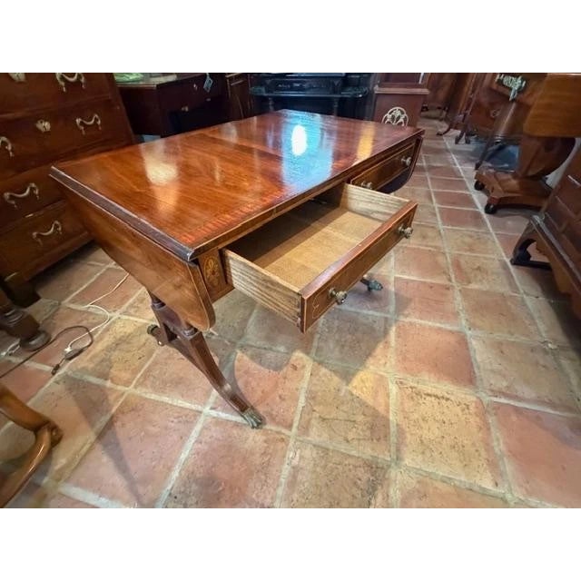 Traditional Baker 2 Drawer Furniture Regency Rosewood Drop Leaf Writing Desk Table For Sale - Image 3 of 7