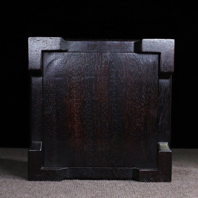 Late 20th Century Square Wooden Tray With Mother-of-Pearl Bird and Blossom Inlay For Sale In Los Angeles - Image 6 of 9