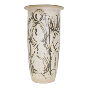 1960s Clyde Burt Tall Ceramic Vase With Abstract Design
