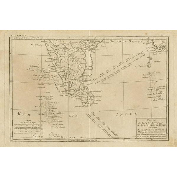 Antique Map of Southern India and the Maldives and Sri Lanka with Currents For Sale - Image 3 of 6