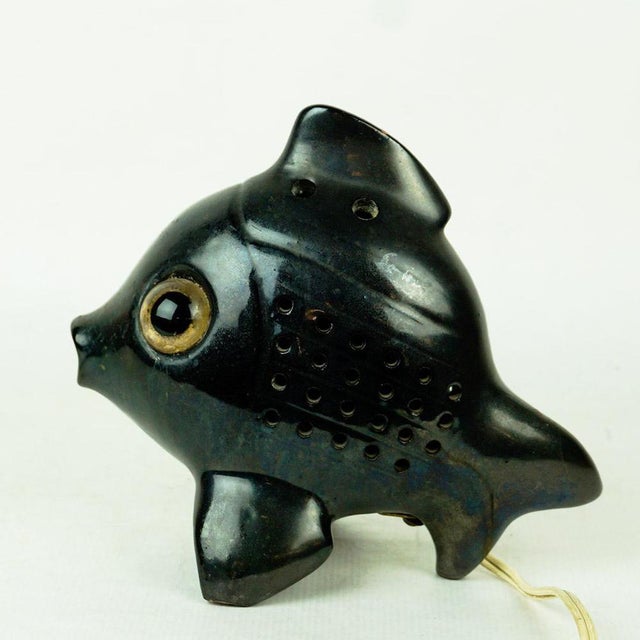 Ceramic Mid-Century Austrian Black Ceramic Fish from Anzengruber Keramik, 1950s For Sale - Image 7 of 9