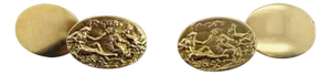 1900-1909 Larter & Sons Art Nouveau 14k Gold Cufflinks With Greek God Poseiden