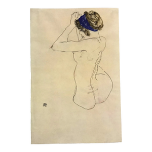 1981 Egon Schiele 15 Erotic Seated Nude With Blue Hair Band