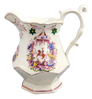 Late 18th Century Georgian Staffordshire Jug with Hand-Painted Oriental Motifs