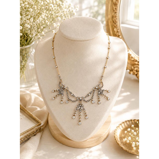 1900-1909 Filippo Chiappe Belle Époque 18k Gold, Platinum & Diamond Necklace For Sale - Image 11 of 12