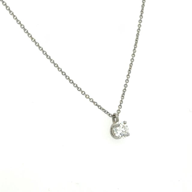 Tiffany and Co. Tiffany & Co., 0.44 Carat Round Brilliant Cut Diamond Pendant Necklace, Platinum For Sale - Image 4 of 7