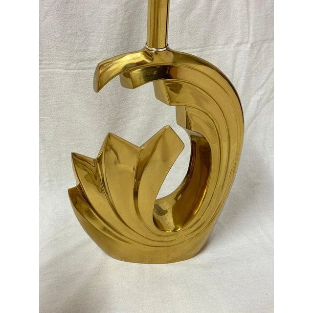Pierre Cardin Pair of Pierre Cardin Brass Tidal Wave Lamps For Sale - Image 4 of 12