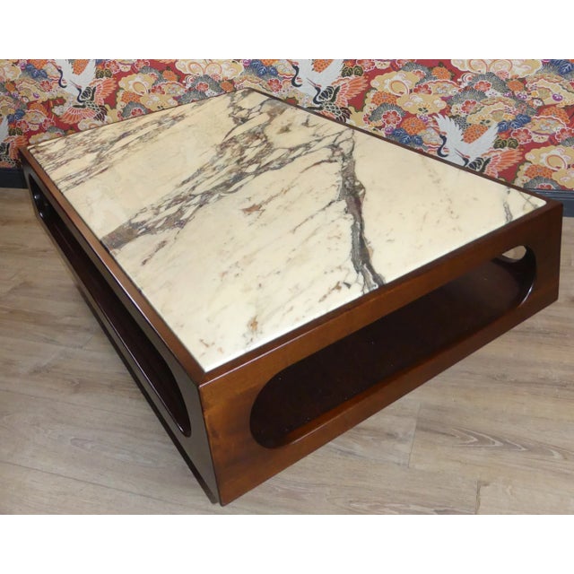Rosewood & Marble Coffee Table, 1970s For Sale - Image 9 of 13