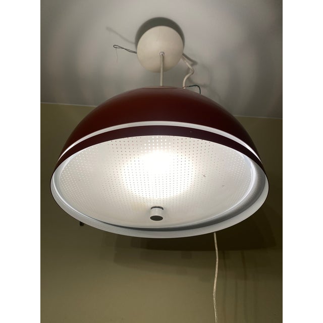 1960s 1960s Burnt Orange Louvered Lightolier Dome Pendant Light For Sale - Image 5 of 9