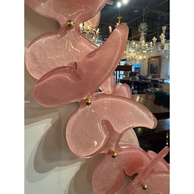 Decorative Pink Murano Glass Butterfly MIrror For Sale - Image 4 of 5