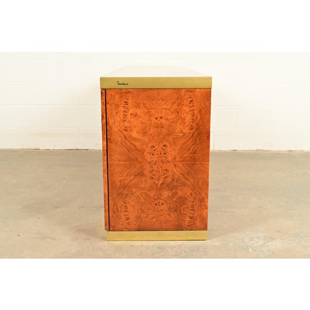Pierre Cardin Mid-Century Modern Burl Wood and Brass Sideboard Credenza, 1970s For Sale - Image 16 of 18