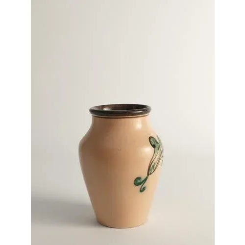 Art Nouveau Flower Motif Earthenware Vase by Sala, Sweden, 1920s For Sale - Image 3 of 13