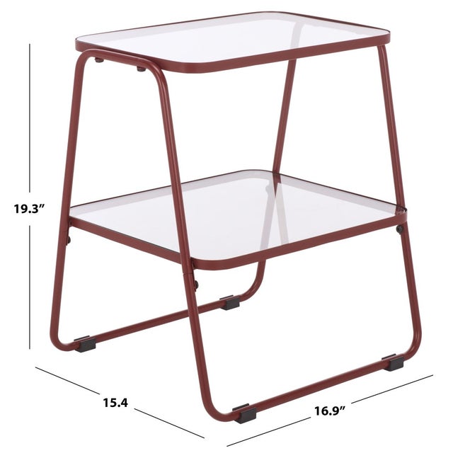 Contemporary Zunia 2 Tier Accent Table in Brick Red For Sale - Image 3 of 8