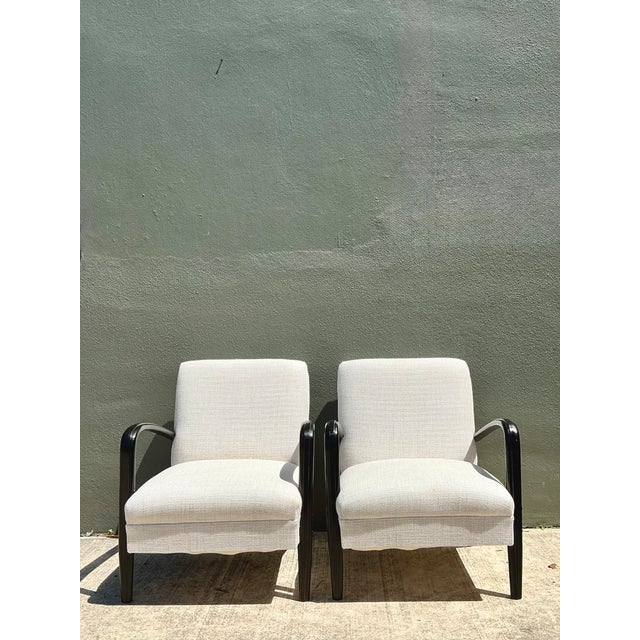 Vintage MCM Black Wood Lounge Chairs - Pair For Sale - Image 10 of 13