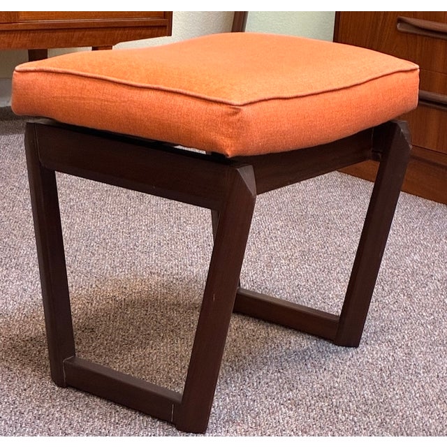 Mid-Century Modern Mid Century Modern Walnut Frame Vanity Seat c.1960 For Sale - Image 3 of 5