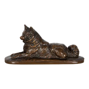 Rare Emmanuel Fremiet “Husky Dog” Bronze Sculpture, Charles More Cast No. 38