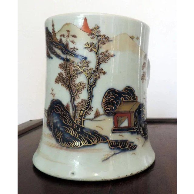 White Large 18th Century Chinese Export Porcelain Tankard Mug For Sale - Image 8 of 10