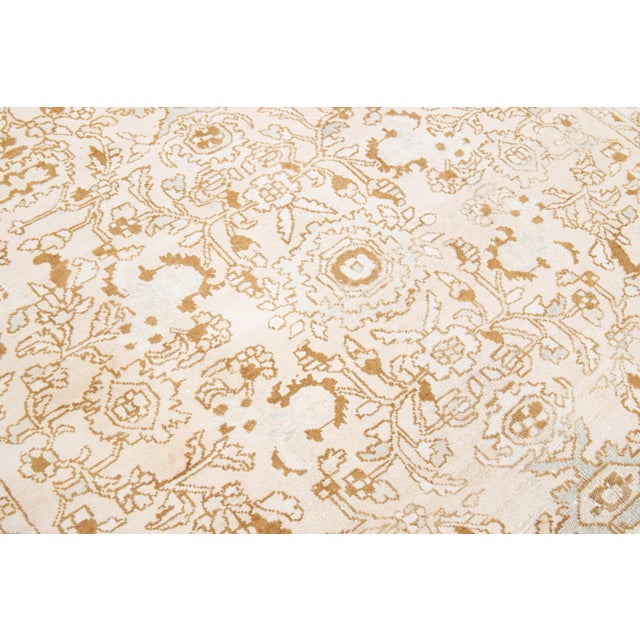 Textile 1960s Vintage Persian Hamadan Beige Handmade Floral Wool Rug For Sale - Image 7 of 8