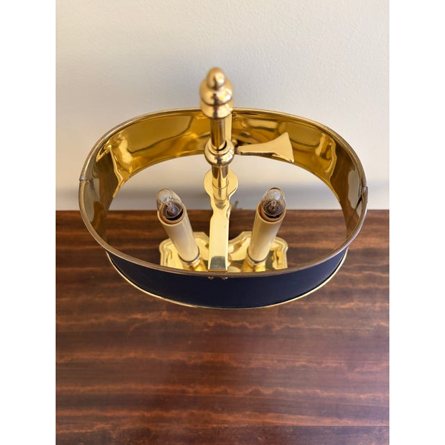 Mid-20th Century Brass Bouillotte Lamp With Black Tole Shade For Sale - Image 4 of 9