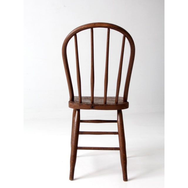 Wood Antique Windsor Bow Back Spindle Chair For Sale - Image 7 of 14