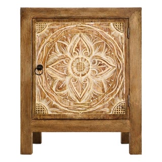 Hand-Carved Solid Teak Sculptural Cabinet For Sale