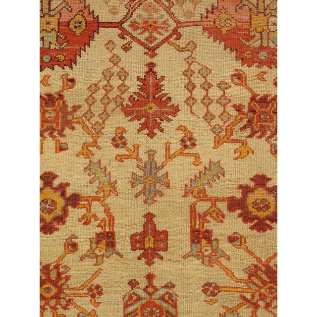 Late 19th Century Late 19th Century Turkish Oushak Rug Soft Ivory Field, Terracotta & Gold Tones For Sale - Image 5 of 18