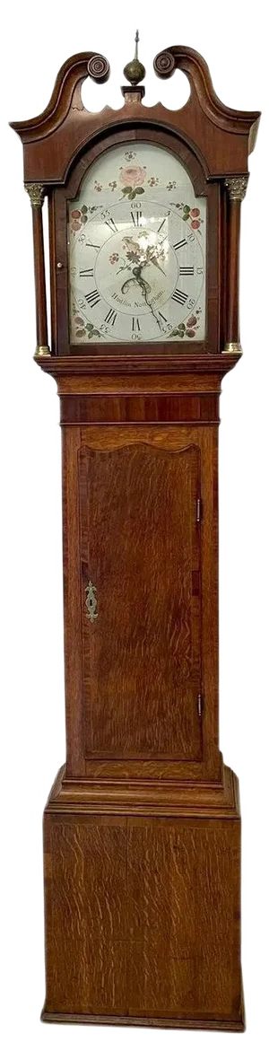 Antique English George III Mahogany and Oak Longcase Clock by Hudfon